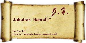 Jakubek Hannó névjegykártya